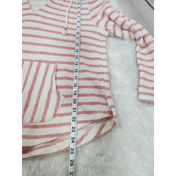 Old Navy Women's White‎ Red Striped Long Sleeve Hooded Beach Fleece Sweater L - Picture 5 of 5